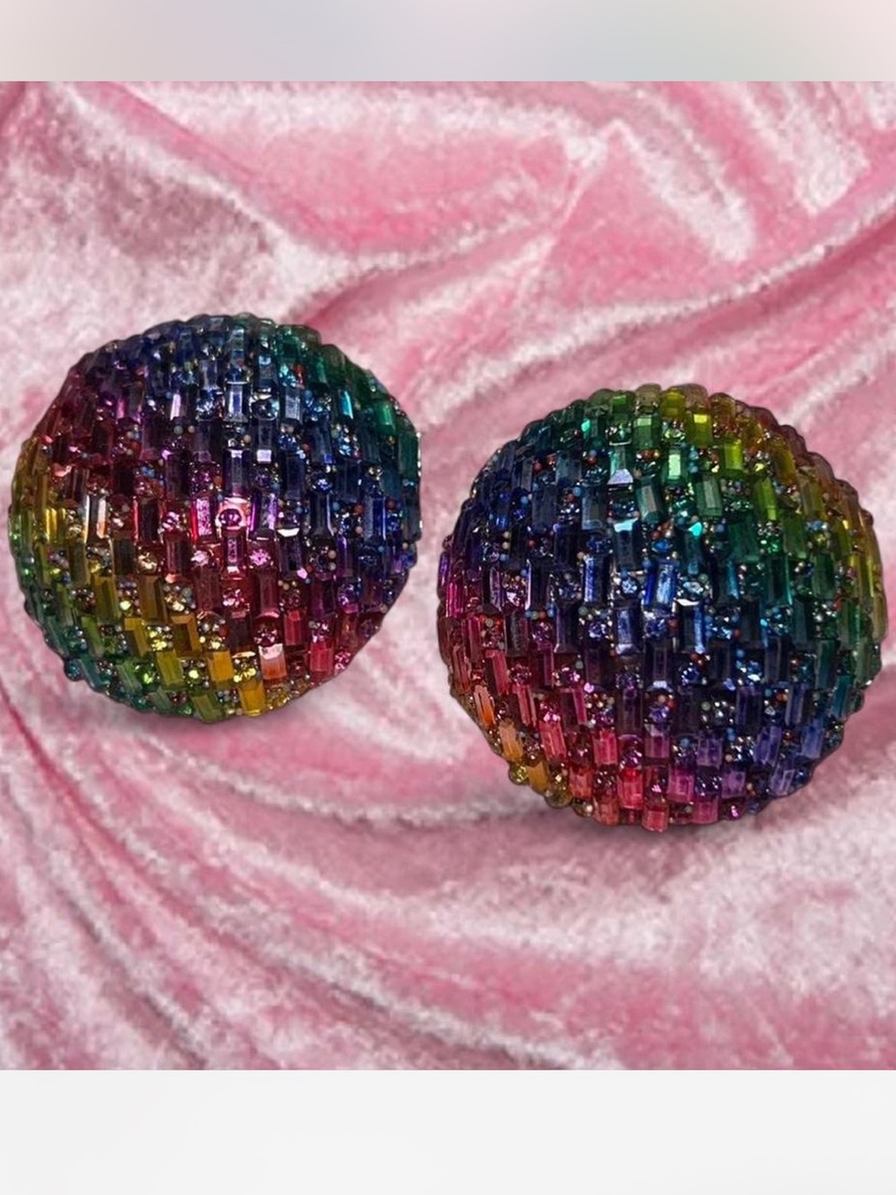 Rainbow Crystal Dome Earrings